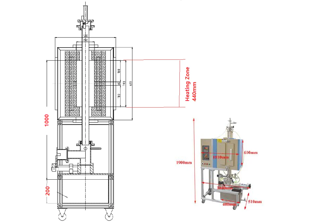 1500 C Atmosphere Controlled Quenching Furnace with 80 mm OD Alumina Tube - OTF1500XVTQ - Image 4