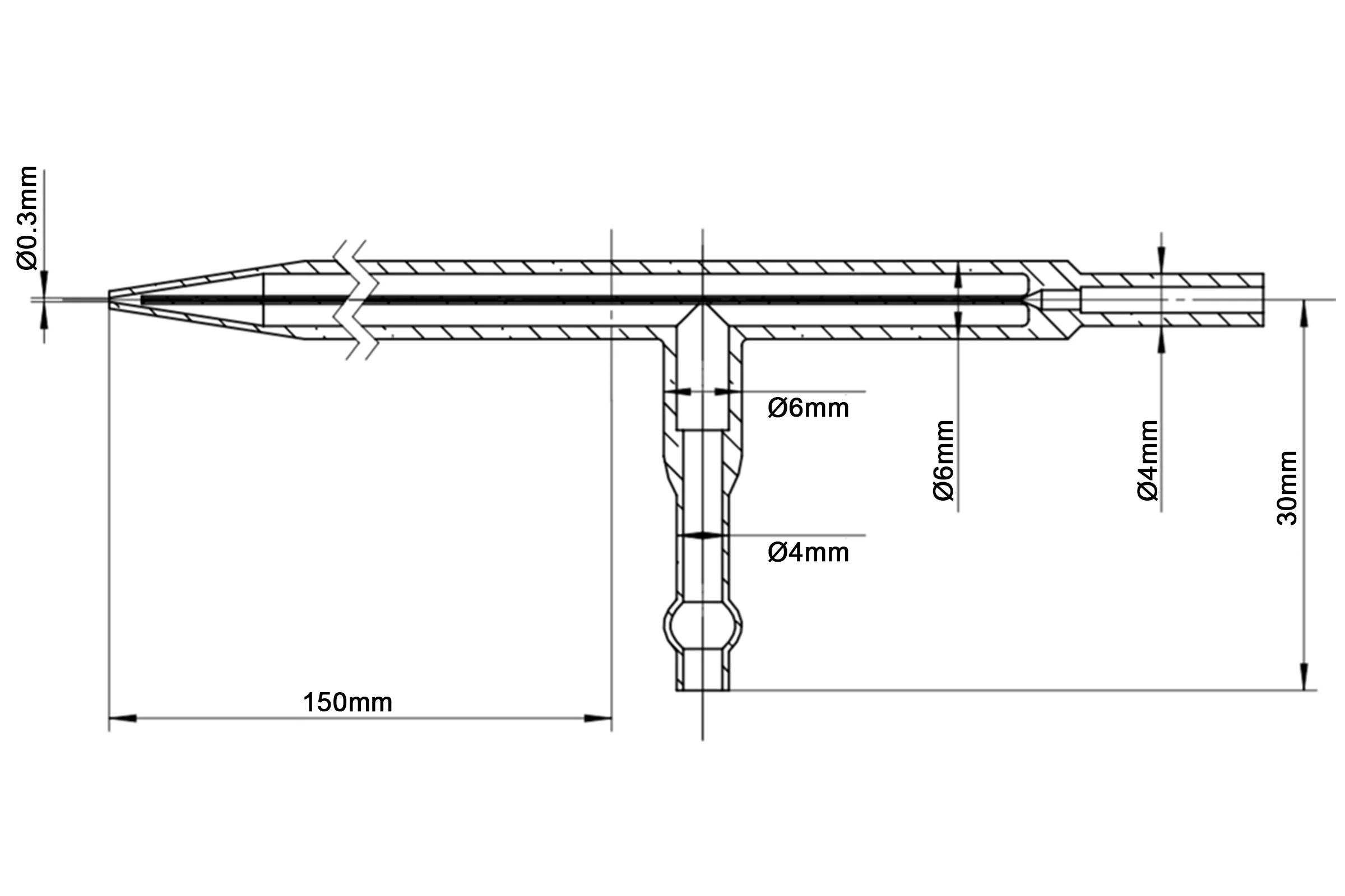 Quartz Tube Nozzle (6 mm Dia.) for Atomizing Spray up to 1100°C - TQ6D-SP - Image 3