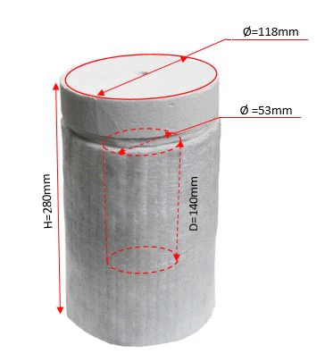 Three-layer Refractory Liner 118mmOD x 53mmID x 280mmH - RL53140 - Image 3