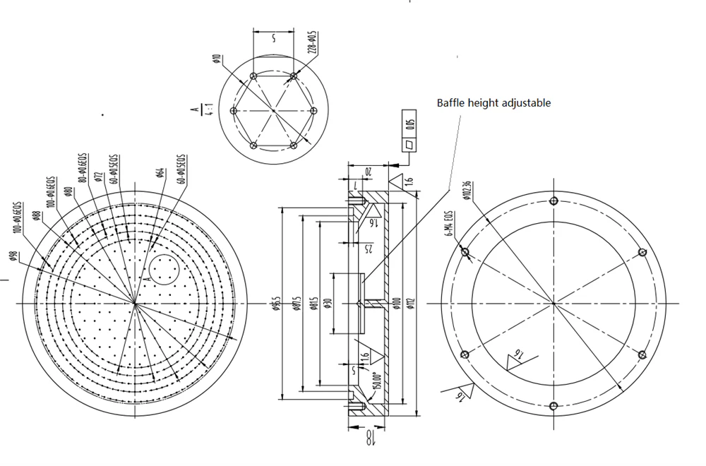 4'' Dia. Pinned Shower Head for DIY of ALD/CVD - EQ-SH-4 - Image 4