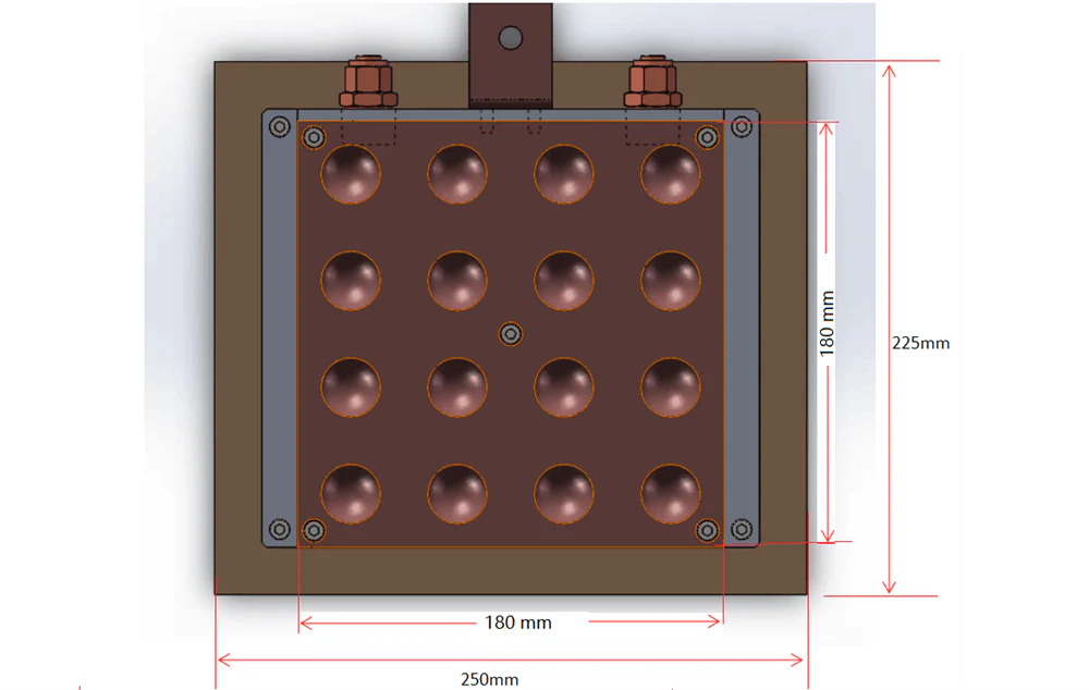 16 Cavities Square Copper Hearth for Arc Melting System in Glovebox - SP-AMC-16 - Image 3
