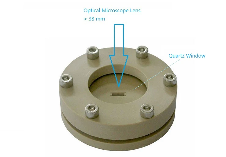 Split Cell w/ Quartz Window for In-Situ Optical Microscope Analysis of Battery Electrode Interface - STC-PQW - Image 3