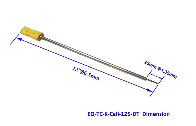 Thermocouple: K type 1/4"OD x 12" L with Exposed Head and Male Plug for Faster Response - TCK12SDT - Image 4