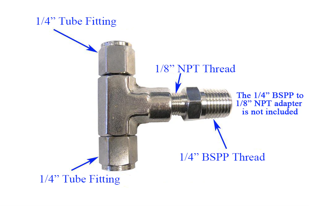 Tee Type with Two 1/4'' Tube Fittings - TVF14 - Image 2