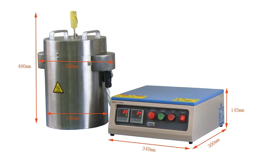 1100°C Vacuum Crucible Furnace with 4"OD x 8" H Quartz Chamber - VBF-1200S-VC - Image 3