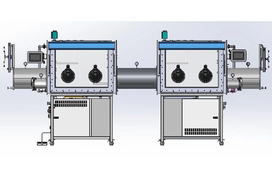 Integrated Dual Glovebox with  8 gloves and Central Transfer Chamber - VGB8IILD - Image 2