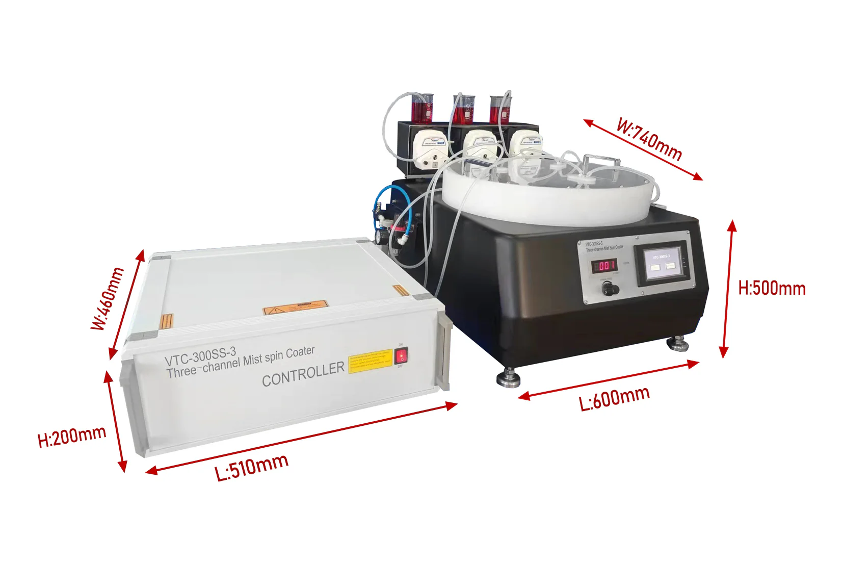 Three Nozzles Spin-Mist Spray Coater (10-3000 rpm, 8" Wafer) - VTC-300SS-3 - Image 2