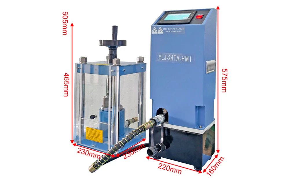 24T Lab Press with Separable Hydraulic Pump & Safety Cover - YLJ-24TS - Image 3