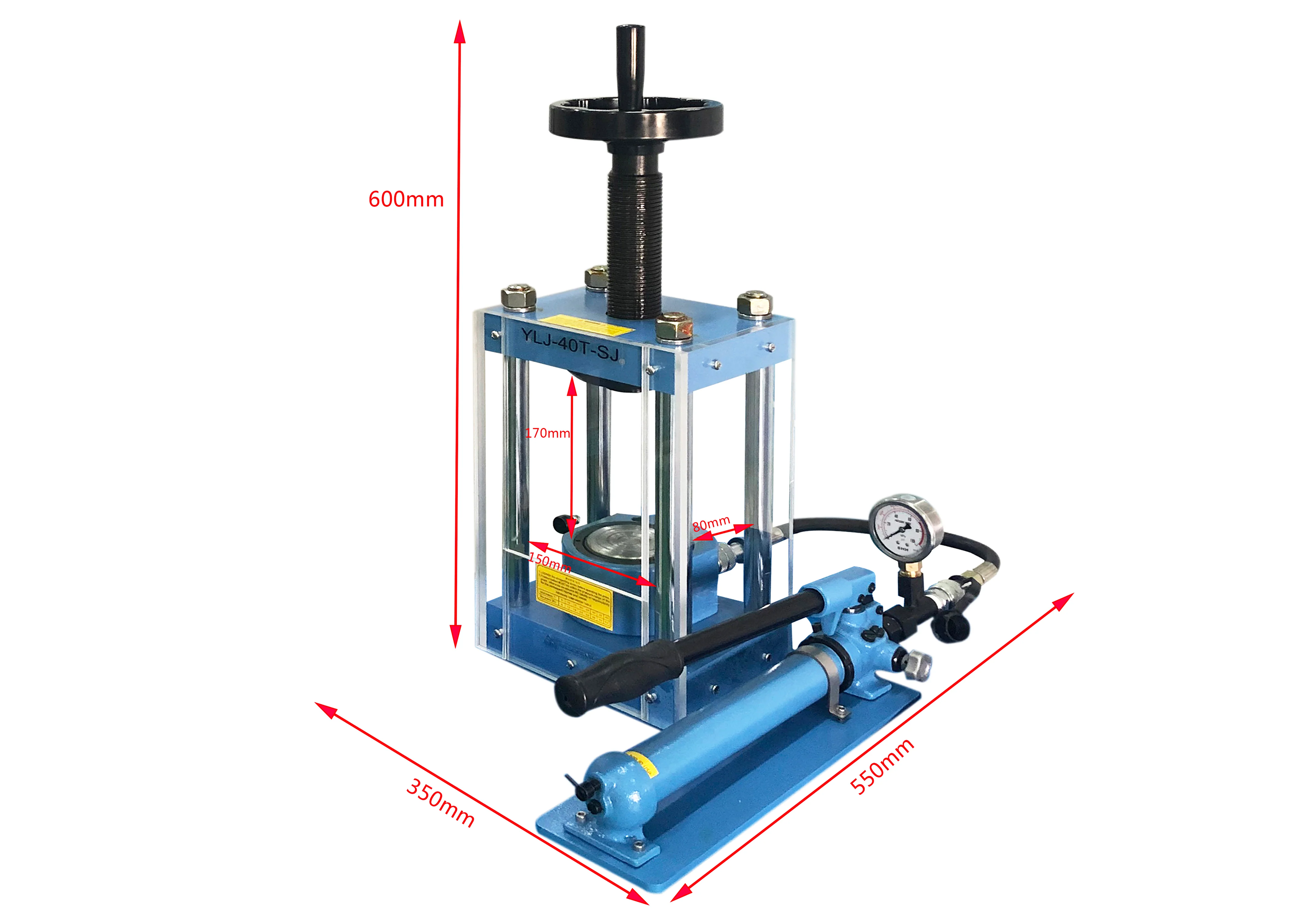 40T  Manual Hydraulic Laboratory Press with Separable Pump - YLJ-40 - Image 5