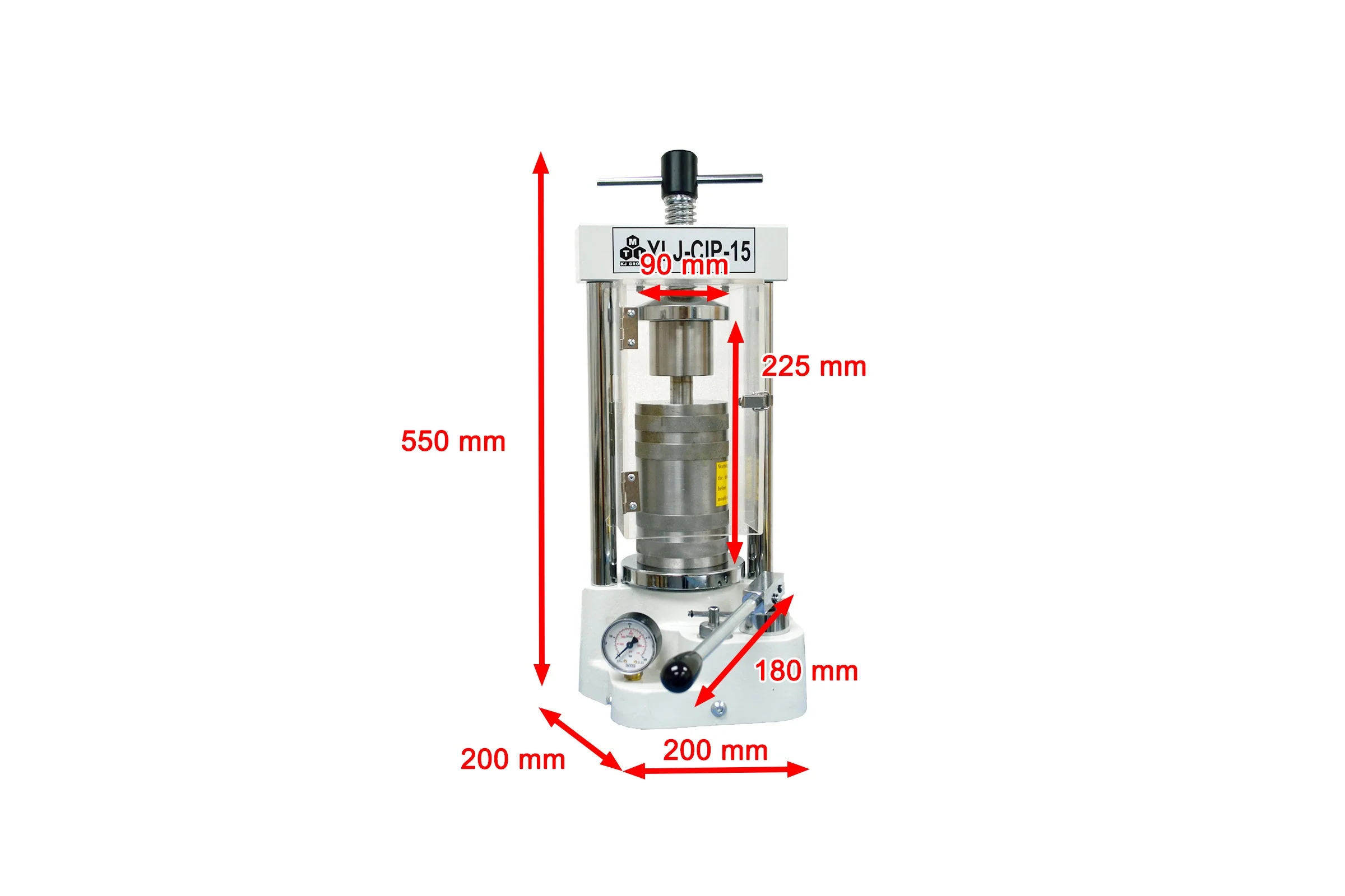 Compact CIP with 22mm ID Vessel Max. 380 Mpa for use in Glovebox - YLJ-CIP-15 - Image 3