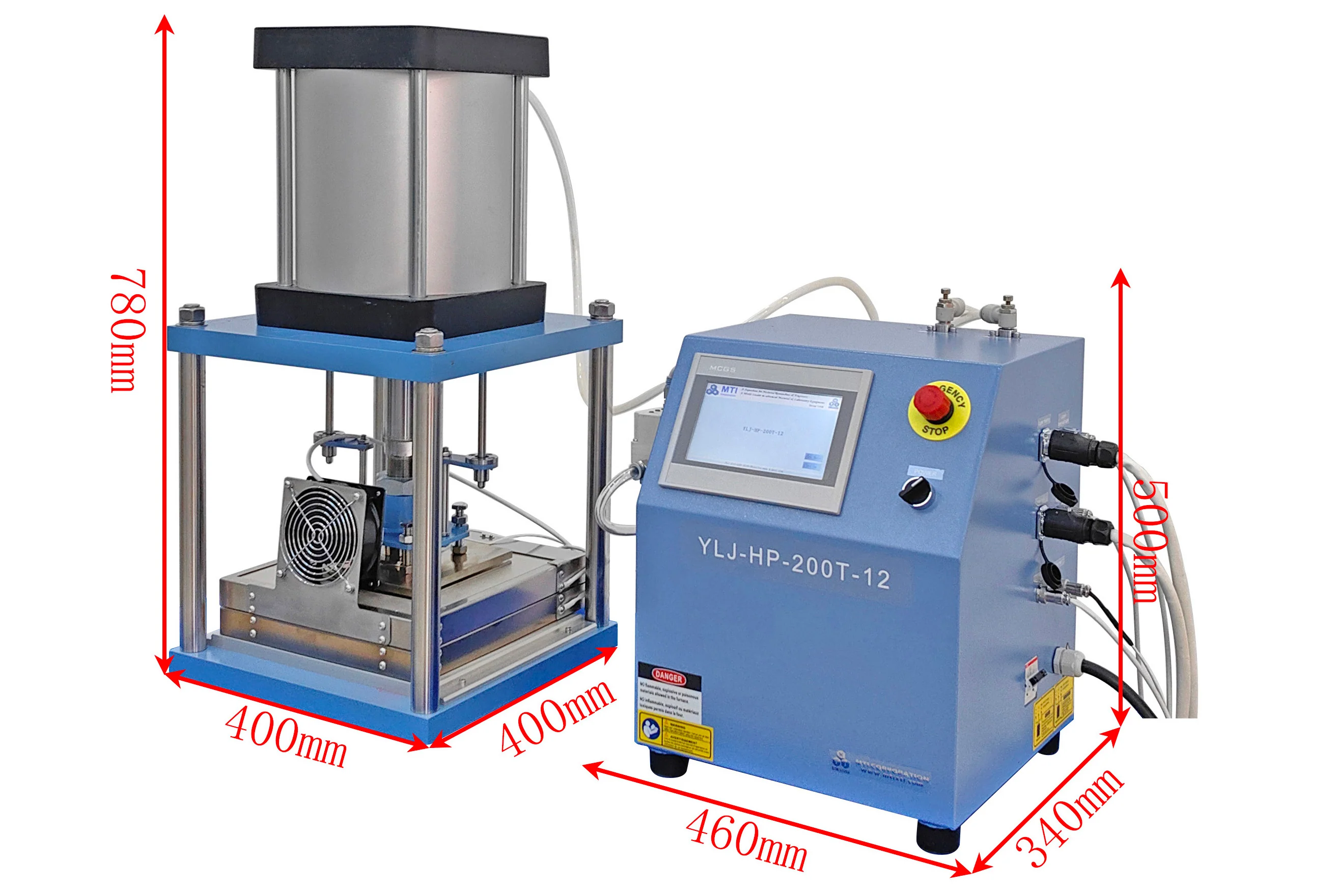 1.6T Lamination Press 200°C w/ Precision Pressure Controller Optional 12x12" or 20"x20" - YLJ-HP-200L - Image 2