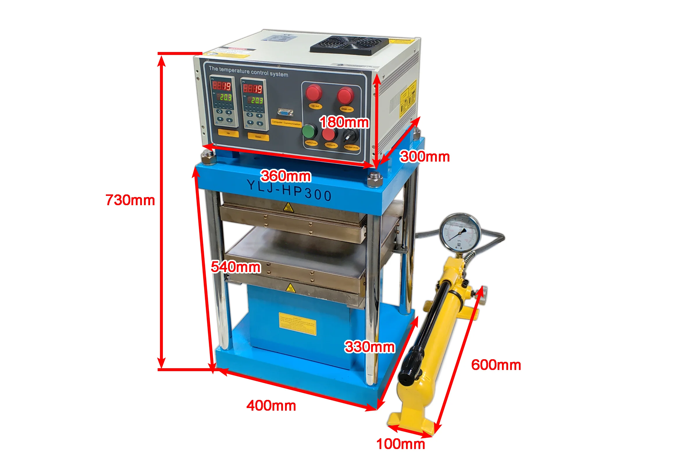 500°C Max 30 T Precision Laminating Hot Press (12" x 12" area) with Dual Temp. Controller - YLJ-HP300 - Image 4