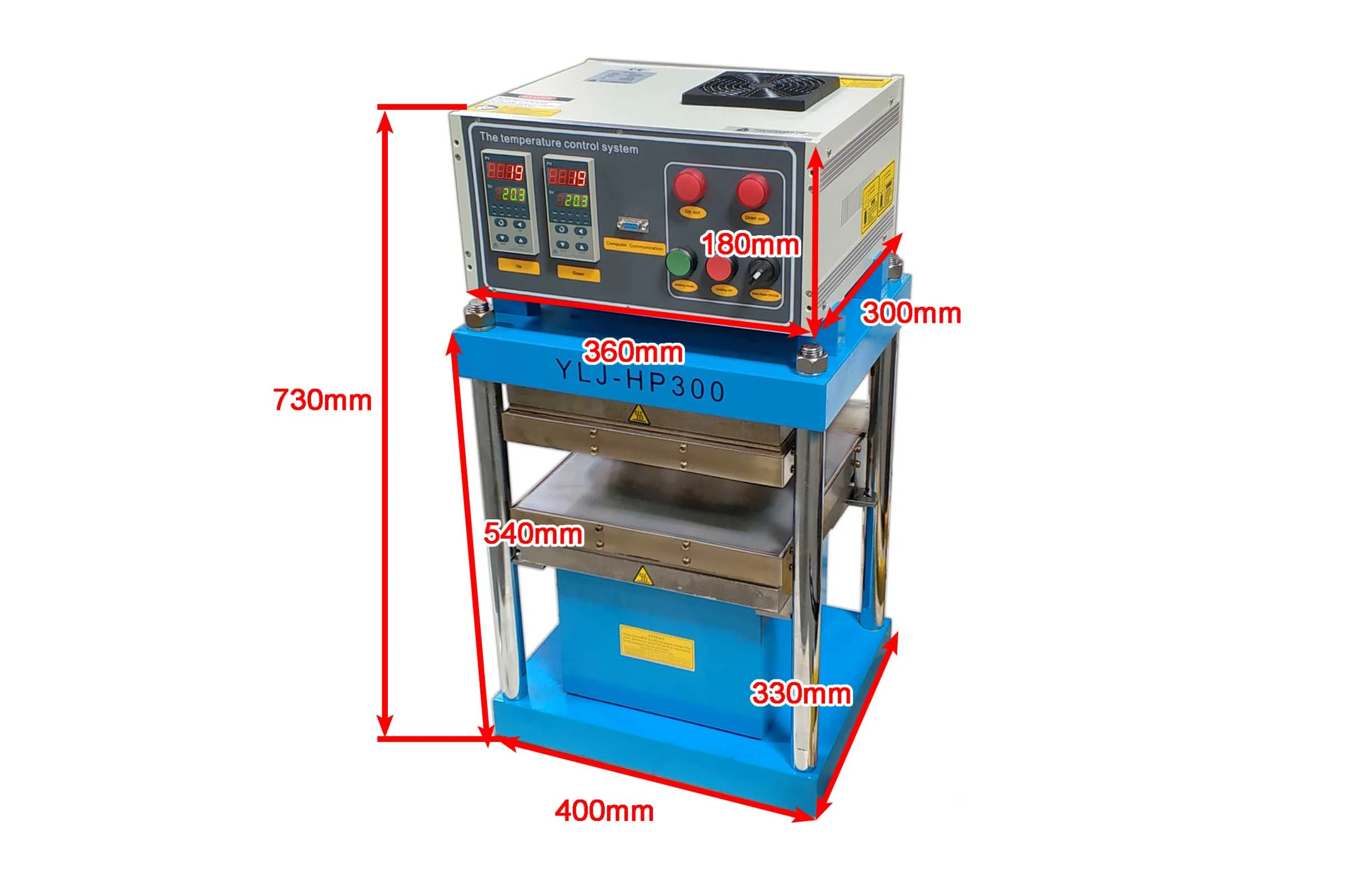 200°C Max 40 T Precision Laminating Hot Press (12" x 12" area) with Electric Hydraulic Pump - YLJ-HP300E - Image 2